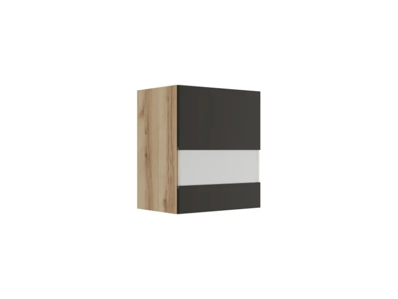 Optifit Küchen-Oberschrank m. Segmentglastür 50x57,6x34,6cm Noah420 Anthra. WildEiche NB< Küchenschränke