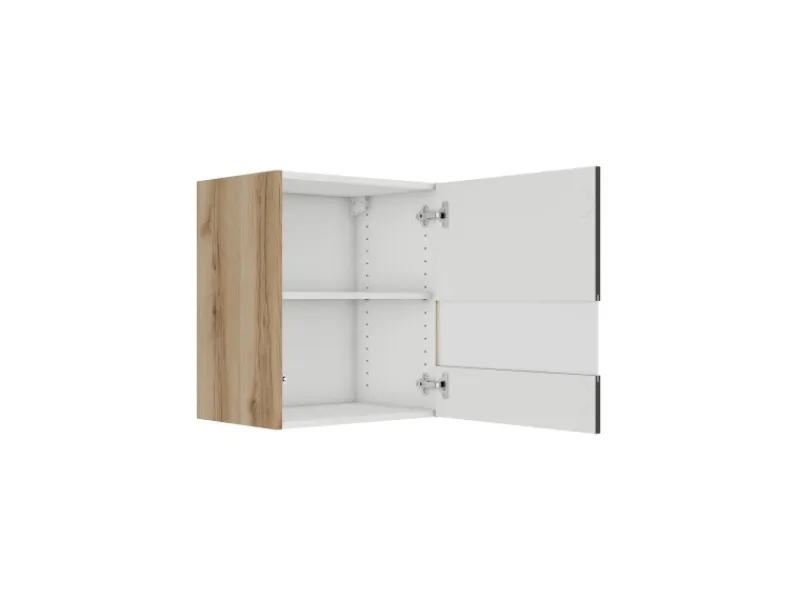 Optifit Küchen-Oberschrank m. Segmentglastür 50x57,6x34,6cm Noah420 Anthra. WildEiche NB< Küchenschränke