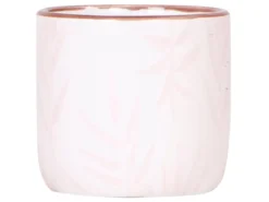 Clearance Keramik-Übertopf Leaf Bedruckt Ø 6 cm x 5 cm Weiß-Rosa