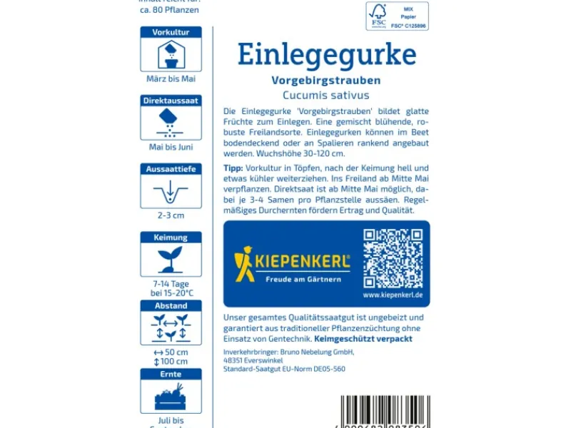 Kiepenkerl Einlegegurken "Vorgebirgstrauben"< Töpfe