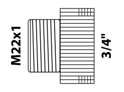 Kirchhoff Übergangsstück 24,2 mm (3/4" IG) x M22 AG Chrom< Zubehör Für Küchenarmatur
