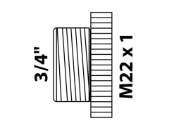 Kirchhoff Übergangsstück 26,4 mm (3/4" AG) x M22 IG Chrom< Ersatzteile Küchenarmatur|Zubehör Für Küchenarmatur