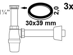 Kirchhoff Ersatzteile Küchenarmatur|Zubehör Für Küchenarmatur<Flachdichtung Silikon für Siphon 32 mm (1 1/4") Schwarz 3 Stück