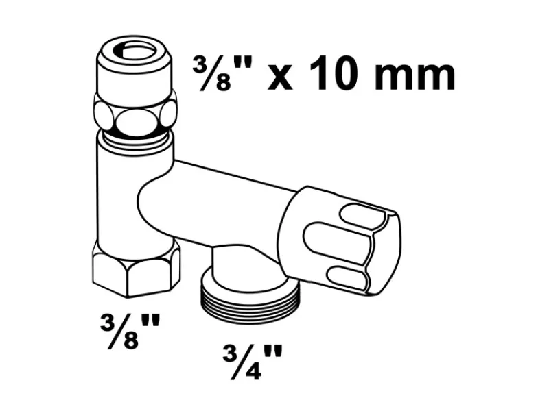 Kirchhoff Zubehör Für Küchenarmatur<GA-Zusatzventil 15 mm (3/8"IG) x 26,4 mm (3/4"AG) x 16,7 mm x 10 mm
