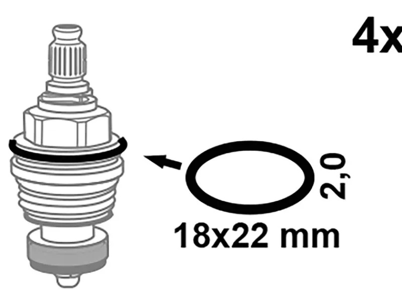 Kirchhoff Ersatzteile Küchenarmatur|Zubehör Für Küchenarmatur<O-Ring Gummi für Ventiloberteil 18 mm x 22 mm x 2 mm Schwarz 4 Stück