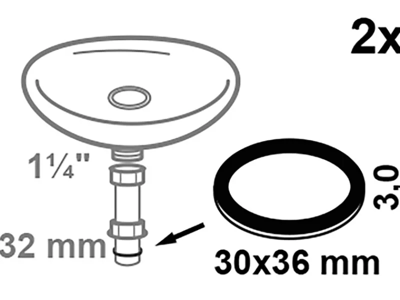 Kirchhoff Quetschring Silikon für Tauchrohr Ø 32 mm Schwarz 2 Stück< Ersatzteile Küchenarmatur|Zubehör Für Küchenarmatur