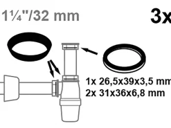 Best Kirchhoff Siphon-Dichtungsset für Waschtisch 32 mm (1 1/4") x 32 mm 3 Stück