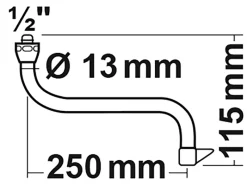 Kirchhoff S-Rohrauslauf 13 mm (1/2") x 250 mm Chrom< Ersatzteile Küchenarmatur