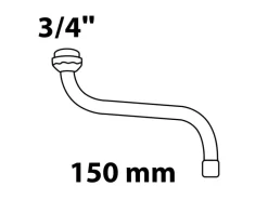 Kirchhoff S-Rohrauslauf mit Mischdüse O-Ring 20 mm (3/4") x 150 mm Chrom< Ersatzteile Küchenarmatur
