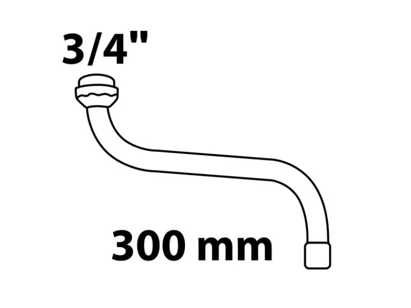 Kirchhoff S-Rohrauslauf mit Mischdüse O-Ring 20 mm (3/4") x 300 mm Chrom< Ersatzteile Küchenarmatur