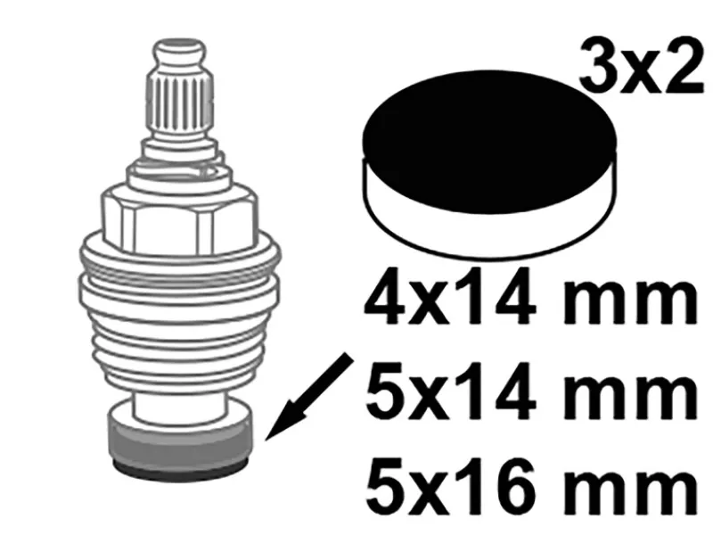 Kirchhoff Ventiltellerdichtungs-Set Gummi 3 Größen Schwarz 3 x 2 Stück< Ersatzteile Küchenarmatur