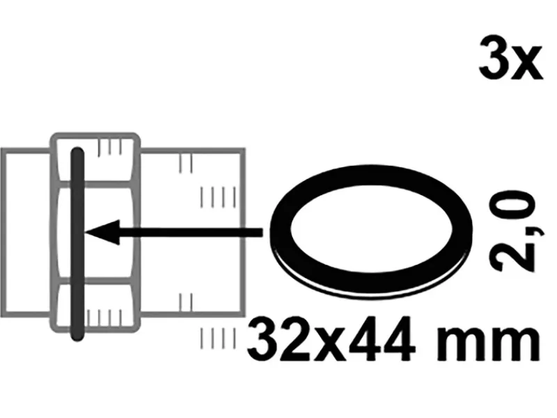 Kirchhoff Ersatzteile Küchenarmatur<Verschraubungsdichtung HD Fiber 32 mm x 44 mm x 2 mm Blau 3 Stück
