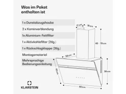 Klarstein Alina Dunstabzugshaube EEK A Touch LED-Beleuchtung Abluft/Umluft 600 m³/h< Inselhauben|Dunstabzugshauben-Filter