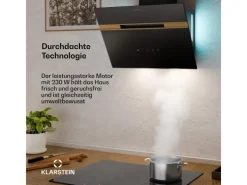 Klarstein Dunstabzugshauben-Filter<Alina Dunstabzugshaube EEK A Touch LED-Beleuchtung Abluft/Umluft 600 m³/h /Metallic