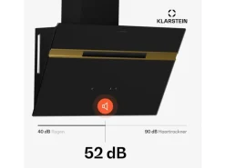 Klarstein Dunstabzugshauben-Filter<Alina Dunstabzugshaube EEK A Touch LED-Beleuchtung Abluft/Umluft 600 m³/h /Metallic