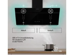 Klarstein Kochfelder|Dunstabzugshauben-Filter<Alina Dunstabzugshaube EEK A Touch LED-Beleuchtung Abluft/Umluft 615 m³/h Schwarz