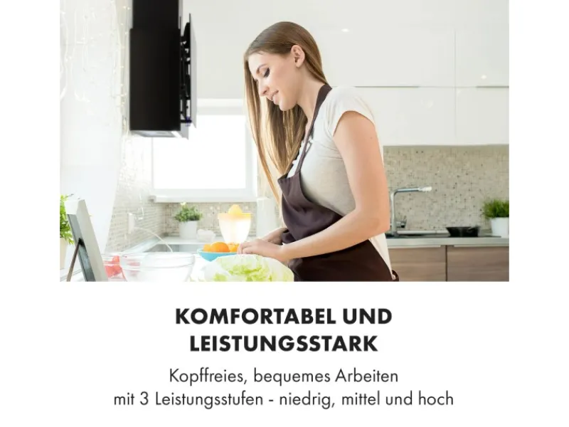 New Klarstein Amelia Dunstabzugshaube 123W 60x47x23,5cm LED-Beleuchtung Touch Glas Schwarz