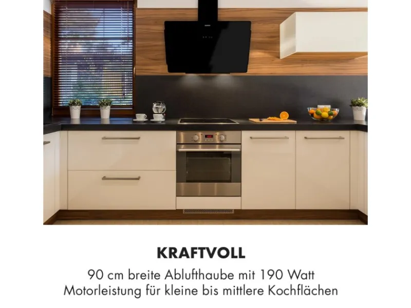 Klarstein Aurica 90 Dunstabzugshaube 90 cm Wandanbau 165 W Schwarz< Herde