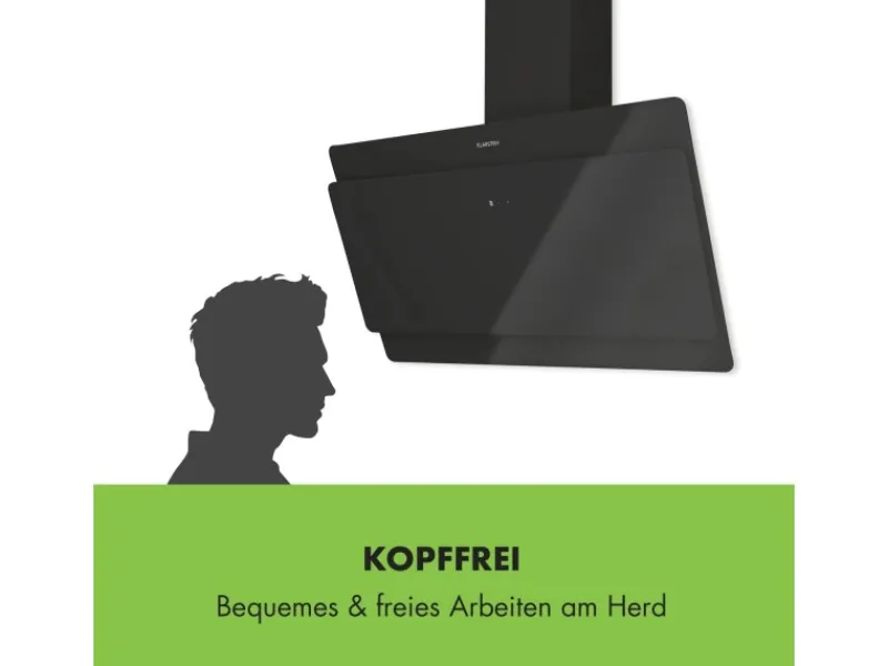 Klarstein Aurica 90 Dunstabzugshaube 90 cm Wandanbau 165 W Schwarz< Herde