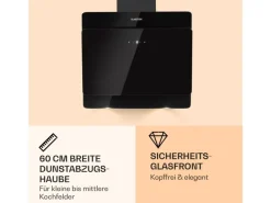 Klarstein Herde<Aurica 60 Dunstabzugshaube 60cm 600 m³/h LED Touch Glas Schwarz