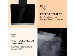 Klarstein Aurora Eco 60 Dunstabzugshaube 550 m³/h 60cm Kopffrei Ambientelicht EEC A++ Schwarz< Dunstabzugshauben-Filter