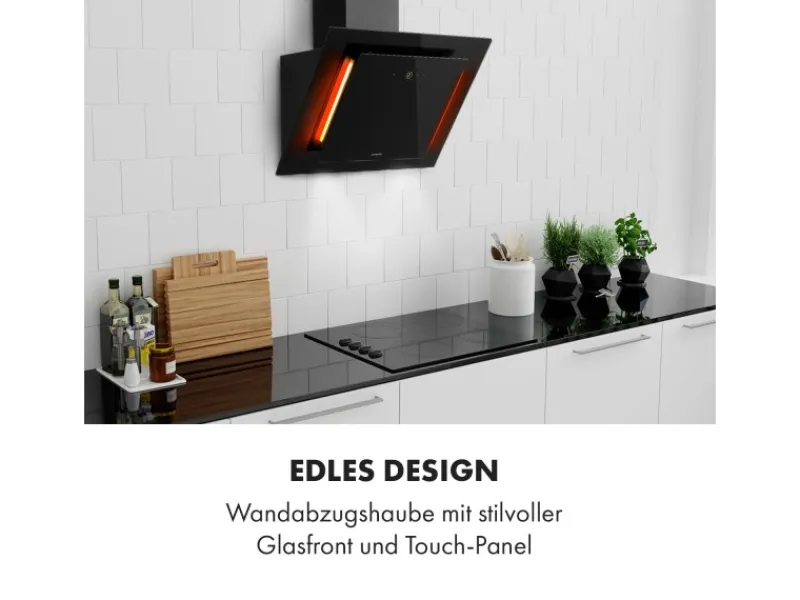 Klarstein Eleonora 60 Dunstabzugshaube 426 m³/h Touch-Panel Ambiente-Licht Schwarz< Dunstabzugshauben-Filter