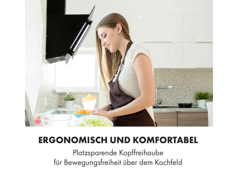 Klarstein Eleonora 60 Dunstabzugshaube 426 m³/h Touch-Panel Ambiente-Licht Schwarz< Dunstabzugshauben-Filter