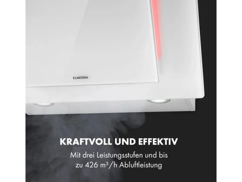 Klarstein Eleonora 60 Dunstabzugshaube 426 m³/h Touch-Panel Ambiente-Licht Weiß< Dunstabzugshauben-Filter