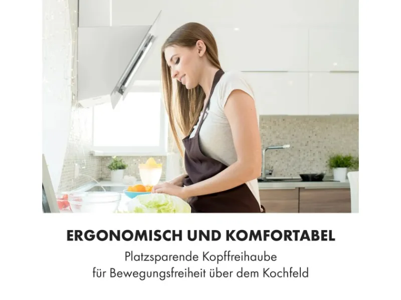 Klarstein Eleonora 60 Dunstabzugshaube 426 m³/h Touch-Panel Ambiente-Licht Weiß< Dunstabzugshauben-Filter
