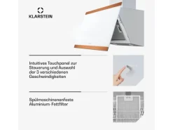 Outlet Klarstein FlashLine 60 Dunstabzugshaube A++ 524 m³/h 3 Stufen Touch Abluft/Umluft 100 W Weiß