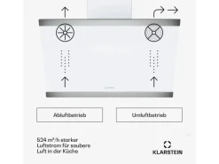 Klarstein FlashLine Dunstabzugshaube A++ 524m³/h 3 Stufen Touch LED Abluft/Umluft 100W< Dunstabzugshauben-Filter