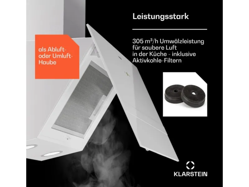 Klarstein Herde<Laurel 60 Dunstabzugshaube 60cm Abluft 247 m³/h LED Touch Weiß