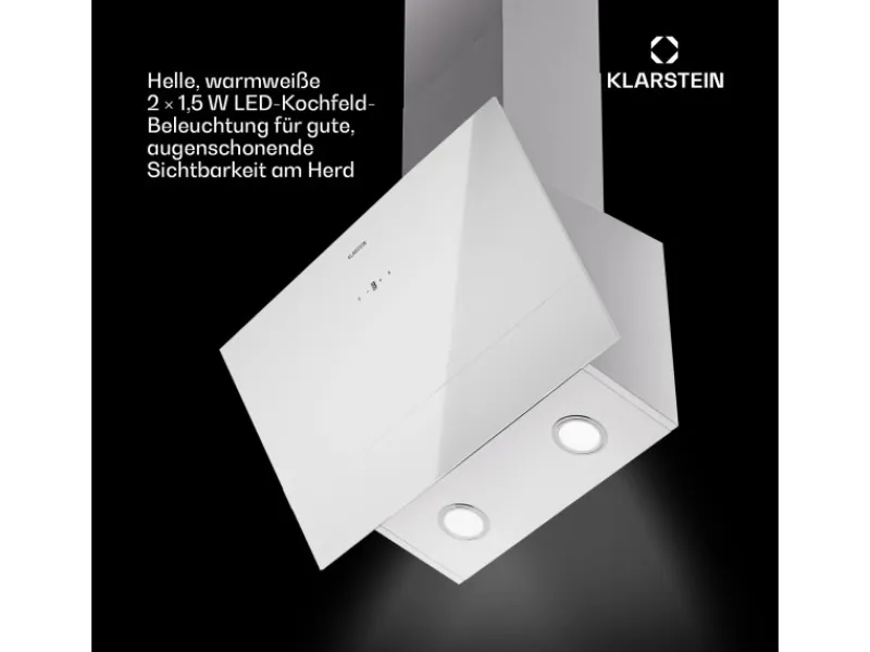 Klarstein Herde<Laurel 60 Dunstabzugshaube 60cm Abluft 247 m³/h LED Touch Weiß
