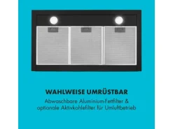 Klarstein Limelight Dunstabzugshaube 90cm Wandhaube 600m³/h Schwarz< Dunstabzugshauben-Filter|Herde