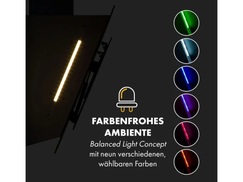 Klarstein Mirage 60 Dunstabzugshaube 550 m³/h Touch-Panel Ambient EEC A+ Weiß