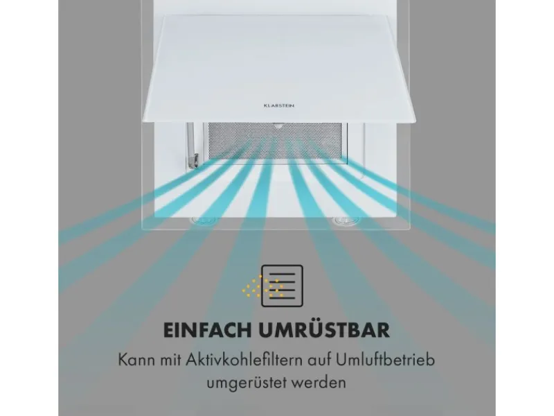 Klarstein Mirage 60 Dunstabzugshaube 550 m³/h Touch-Panel Ambient EEC A+ Weiß