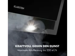 Sale Klarstein Mirage 60 Dunstabzugshaube 550m³/h Touch-Panel RGB-Ambiente-Licht Glas Schwarz