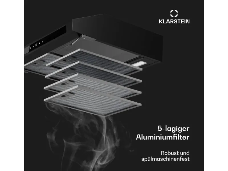 Outlet Klarstein Purista Force Dunstabzugshaube Kompakt 384,8 m³/h EEK C Doppelmotortechnologie