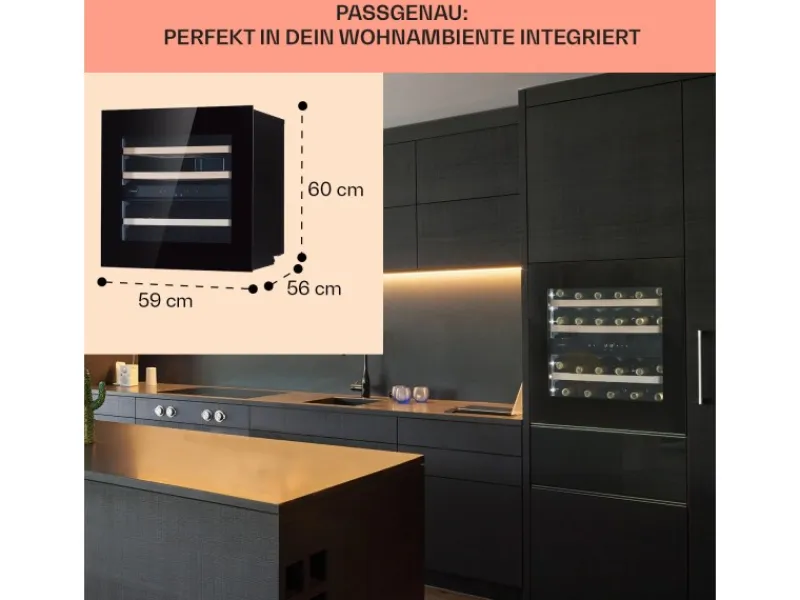 Klarstein Rhone 25 Duo Weinkühlschrank Kompression 2 Zonen 75 L 25 Flaschen< Kühlschränke
