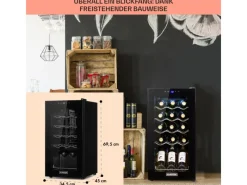 Klarstein Shiraz 15 Slim Uno Weinkühlschrank 44 L Touch-Bedienfeld 5-18°C< Kühlschränke