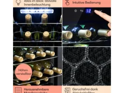 Klarstein Shiraz 28 Uno Weinkühlschrank 74 L 28 Flaschen Touch-Bedienfeld 5-18°C< Kühlschränke