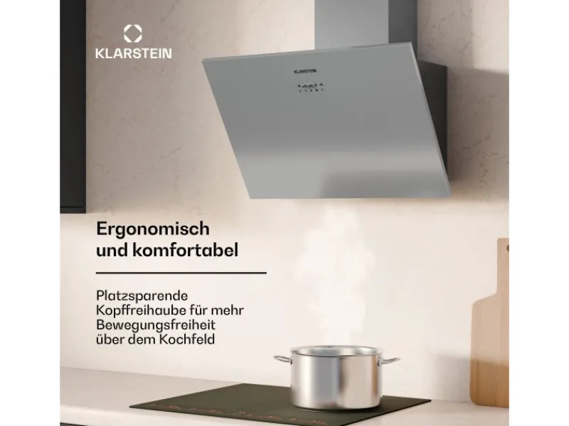 Klarstein Dunstabzugshauben-Filter<Silver Lining 60 Dunstabzugshaube 60cm 600m³/h EEK A Edelstahl Silber
