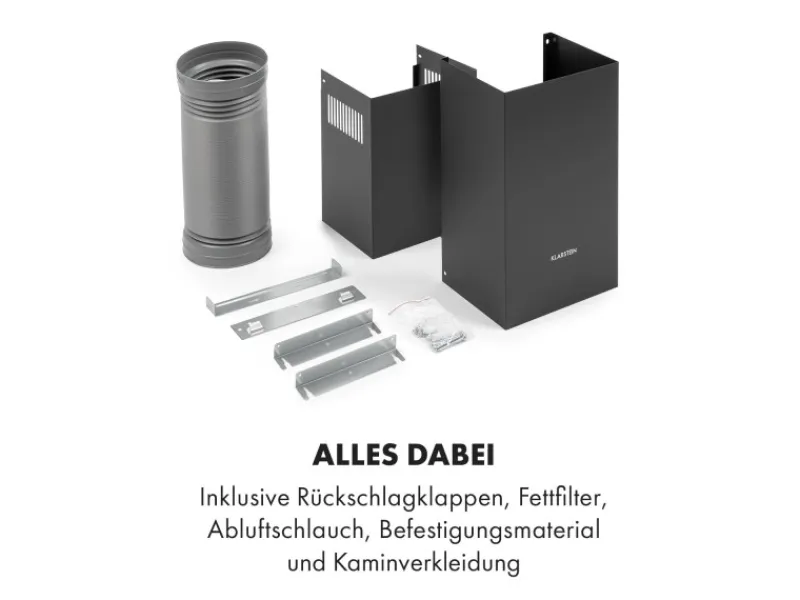 Klarstein Dunstabzugshauben-Filter|Herde<Sofia 60 Dunstabzugshaube Kopffrei 300 m³/h Touch-Control Glasfront