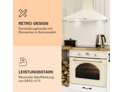 Klarstein Victoria 90 Dunstabzugshaube 90cm Retro-Design 644,5m³/h 2 LED-Lampen Creme< Kochfelder