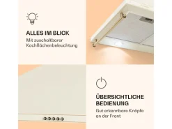 Klarstein Victoria 90 Dunstabzugshaube 90cm Retro-Design 644,5m³/h 2 LED-Lampen Creme< Kochfelder