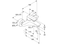 Kludi Einhebelmischer<Wannenfüll- und Brause-Einhandmischer PURE&STYLE in Chrom