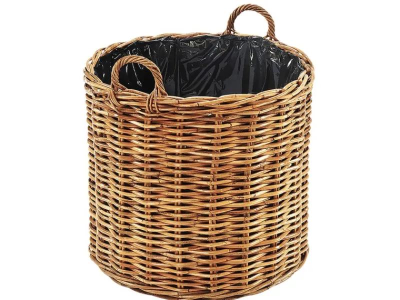 Töpfe<Kobolo Pflanzkorb Übertopf Pflanzkübel Rattan Lacak Rund mit Folie