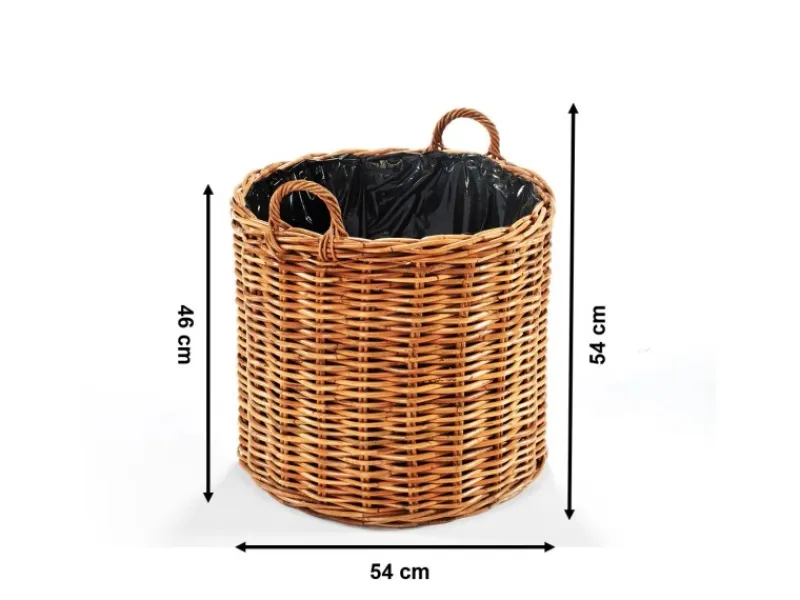 Töpfe<Kobolo Pflanzkorb Übertopf Pflanzkübel Rattan Lacak Rund mit Folie