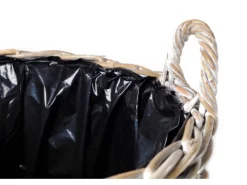 Kobolo Pflanzkorb Übertopf Pflanzkübel  Rattan Kubu Grey Rund mit Folie< Töpfe