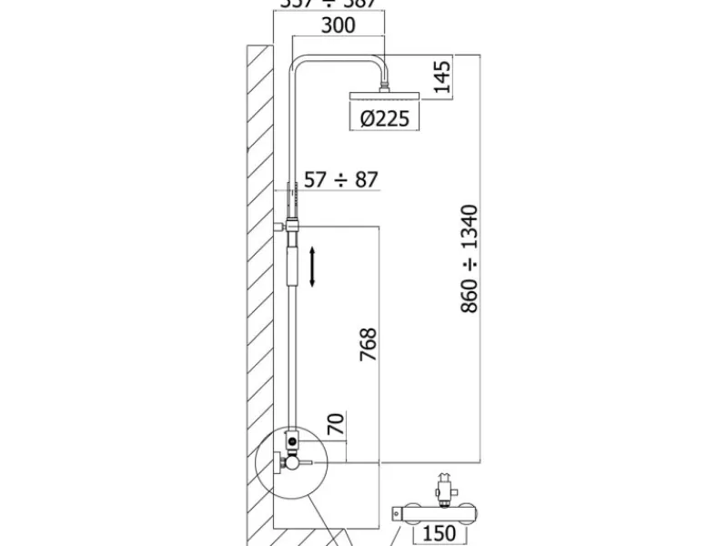 Kronenbach Einhebelmischer<Duschsystem 2.0 rund mit Einhebelmischer und Kopfbrause 22,5 cm in Chrom